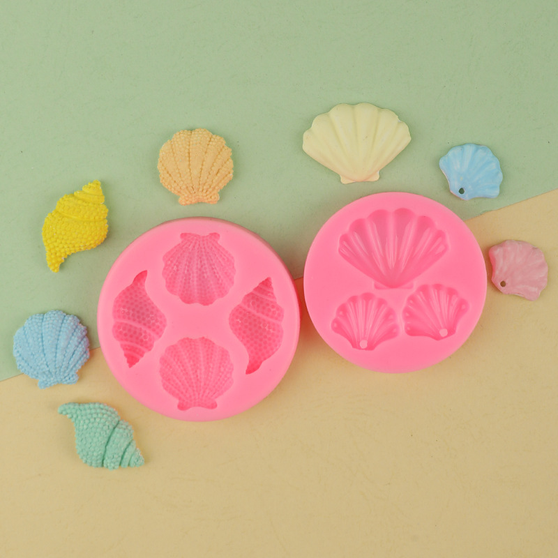 Tema marino serie molde de silicona concha de arcilla epoxi molde de yeso hornear decoración de la torta