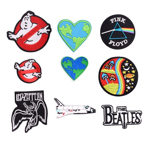 Cross-border hot selling embroidered chapter badge airplane angel cartoon embroidery computer embroidered label adhesive patch sticker wholesale