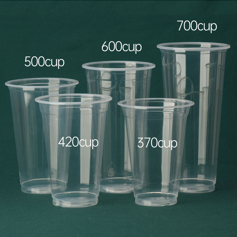 90 calibre PP taza de plástico desechable taza de café y té de leche caliente y frío universal taza transparente gruesa red red taza U