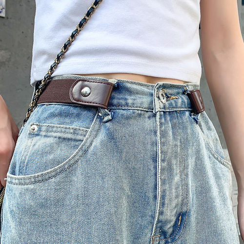 Lazy Belt Invisible Women's Seamless Versatile Elastic Belt Elastic Jeans Women's No-Punch Belt Wholesale