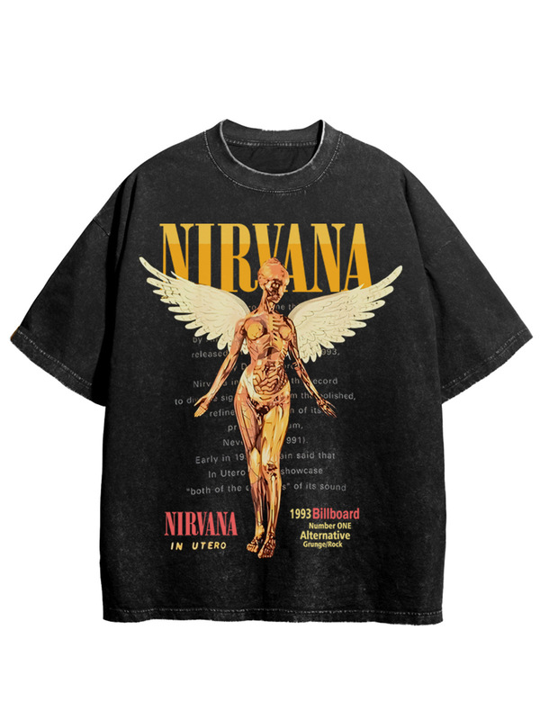 Nirvana Band Rock Nirvana Cobain Cobain Old Washed Retro Batik Loose T-Shirt Nirvana Band Rock Nirvana Cobain Cobain Old Washed Retro Batik Loose T-Shirt