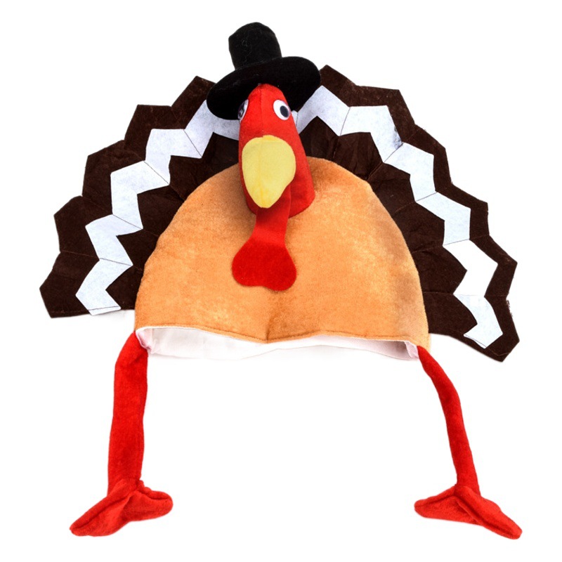 Cross-border new Thanksgiving turkey hat carnival character dress up chicken leg headband feather headdress hairpin