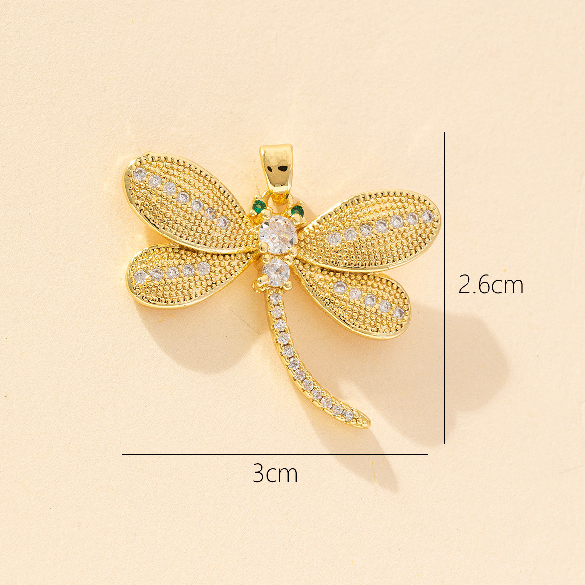 1 Piece Copper Zircon Dragonfly Pendant display picture 8