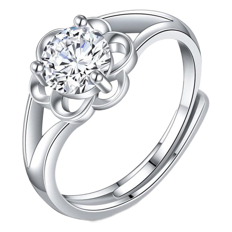 Estilo coreano de seis garras moissanite anillo de diamantes temperamento femenino flor ciruela aretes de cinco garras pétalo clavícula Cadena de joyería traje