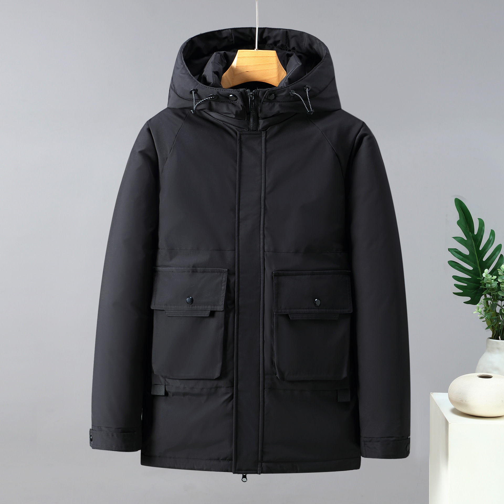 Men's thick loose trendy hooded mid to long style, 2023 autumn and winter new jacket, cotton jacket_voghion.com