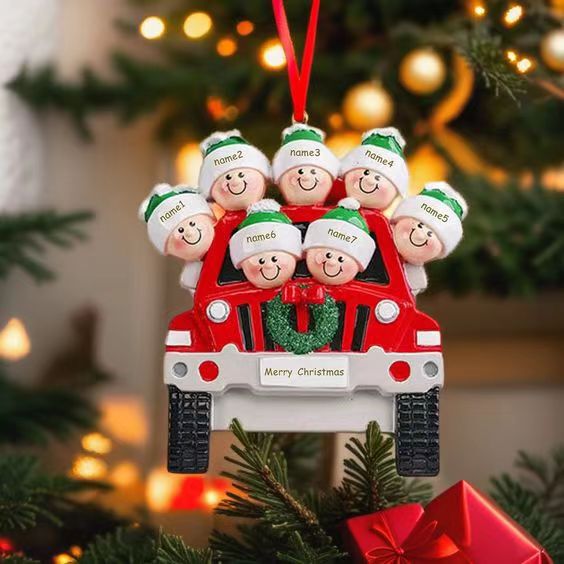 Zibi 2026 Cross-Border Christmas DIY Name Blessings Family Car Resin Christmas Ornaments Home Decoration