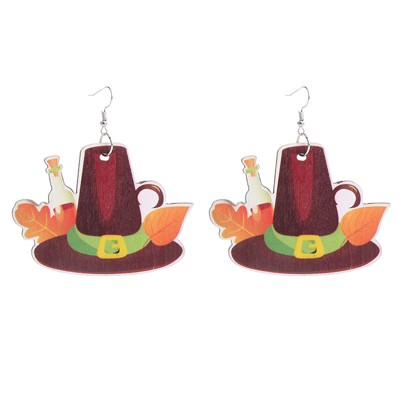 Fashion Pumpkin Maple Leaf Wood Stoving Varnish Women's Drop Earrings 1 Pair display picture 8