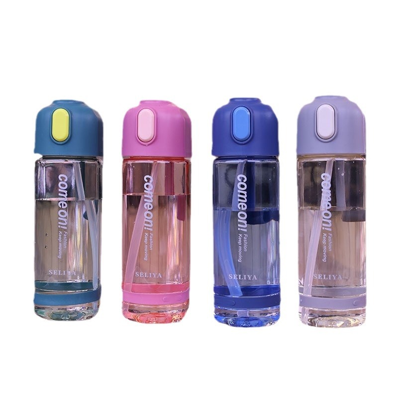 Nuevo estilo coreano transparente tapa elástica taza de paja hombres y mujeres estudiantes beber taza cuadrada moda espacio taza pareja uno