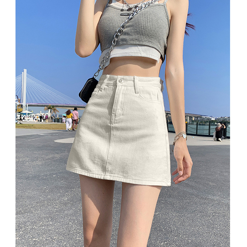 White Denim Skirt for Women Summer 2025 New Skirt High Waist Slimming Look A-Line Skirt Short Skirt Slim Versatile Skirt White Denim Skirt for Women Summer 2025 New Skirt High Waist Slimming Look A-Line Skirt Short Skirt Slim Versatile Skirt