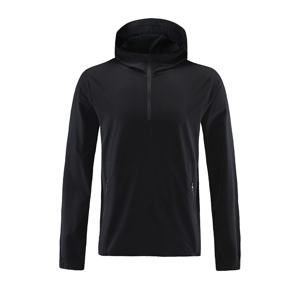 Otoño e invierno deportes de secado rápido ropa deportiva de los hombres media cremallera con capucha manga larga fitness running chaqueta deportiva color sólido top