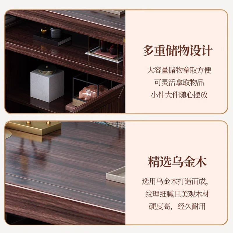 Nuevo comedor de madera de ébano de estilo chino, sala de estar, dos puertas, tres bombas, almacenamiento, almacenamiento, armario de té, armario de cocina de alta gama