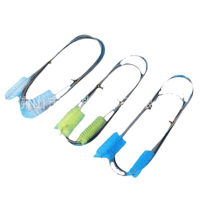 Cepillo de resorte de alambre de nylon de doble cabeza cepillo de limpieza de tanques de peces herramienta de limpieza de tubos de drenaje de acuario al por mayor cepillo de tubos