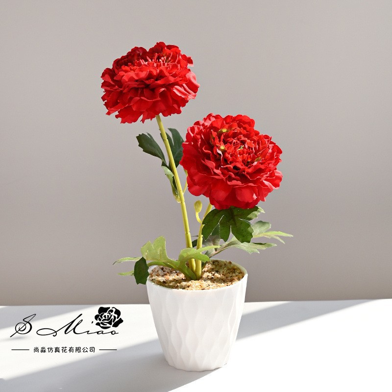 Simulación de doble camellia multicapa bonsai decoración creativa sala de estar interior decoración de estudio flor artificial bonsai image 4