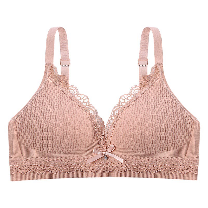 Нижнее белье для девочек Женский бюстгальтер без стальных колец Бюстгальтер с треугольными чашками Кружевной бюстгальтер для девочек средней школы с фиксированной чашкой
