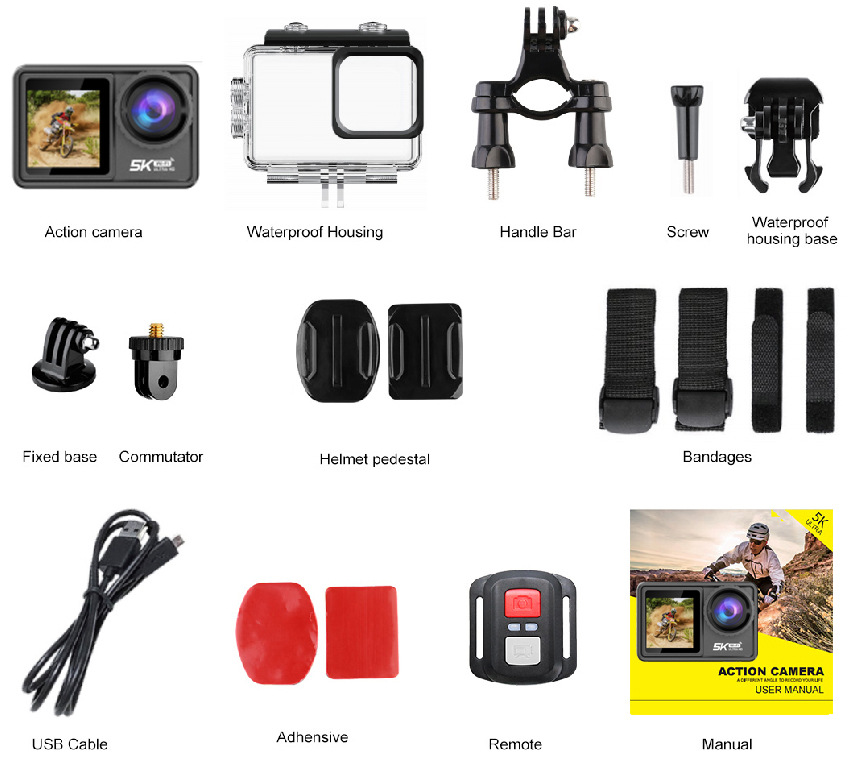 Cámara deportiva transfronteriza 5k 4k anti-vibración HD portátil al aire libre tiro ciclismo buceo cámara de pesca montada en la cabeza