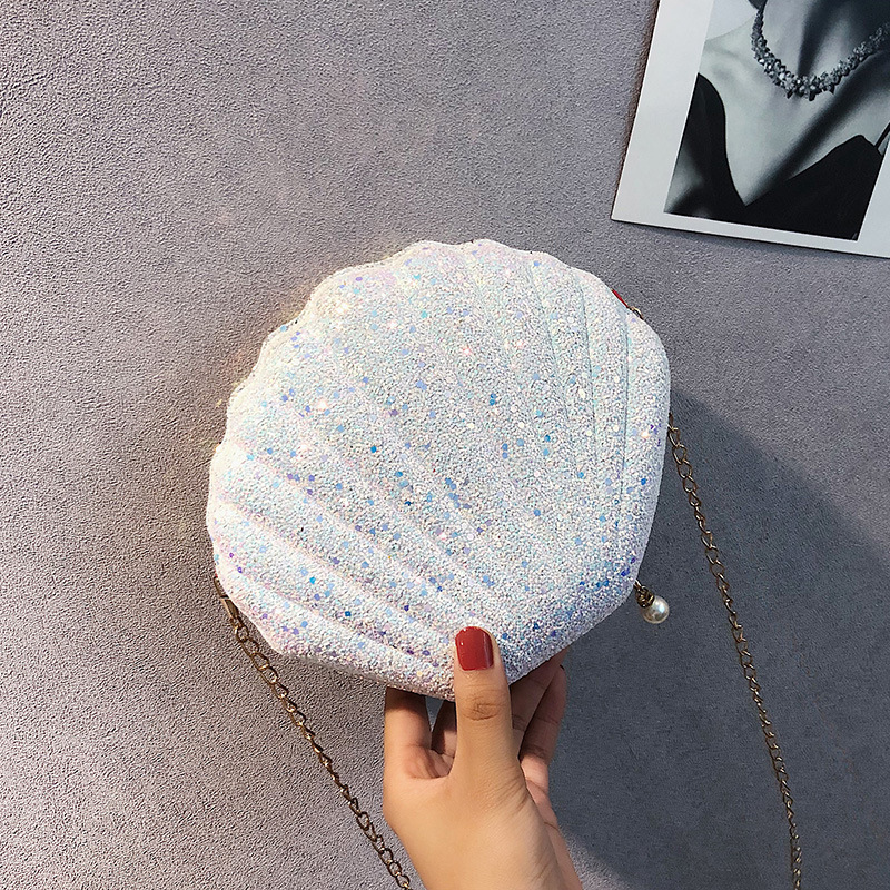 2023 nuevo cristal brillante Shell crossbody pequeña bolsa de estilo coreano lentejuelas de hadas moda Lindo bolso de hombro al por mayor