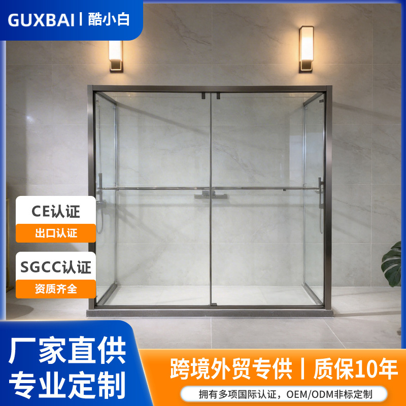 Cross-Border Partitioned Shower Room Design with Screen-Type Edging, Hidden Double Sliding Doors, and Glass Shower Enclosure