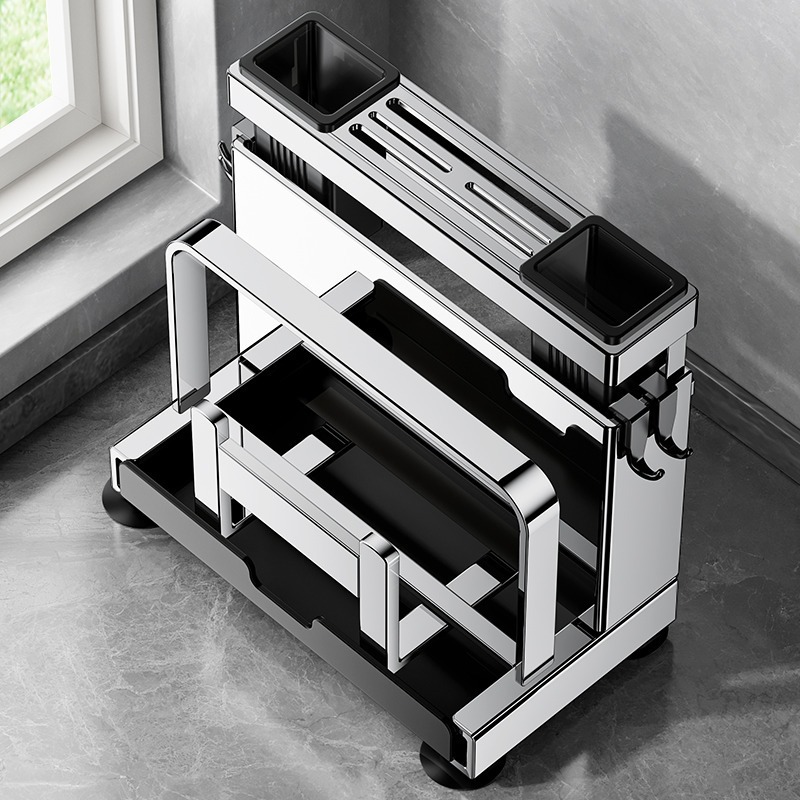Estante de cuchillos de cocina de acero inoxidable, estante de tabla de corte, estante de almacenamiento integral de palillos y herramientas, estante de cuchillos de cocina