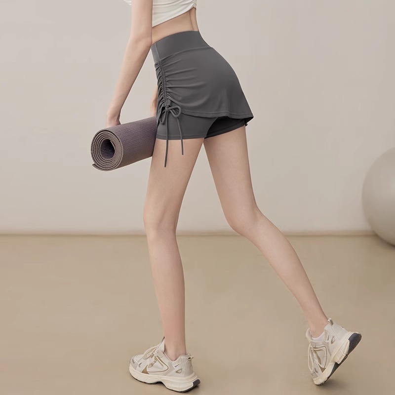 ヨガのキュロットの女性2025項の夏の高腰は腹を収めて尻の運動のショートパンツの外でランニングをしてフィットネスのスカートを訓練します。|undefined