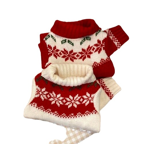 Autumn and winter small dogs festive New Year sweaters small and medium-sized dogs warm sweaters Christmas cat clothes