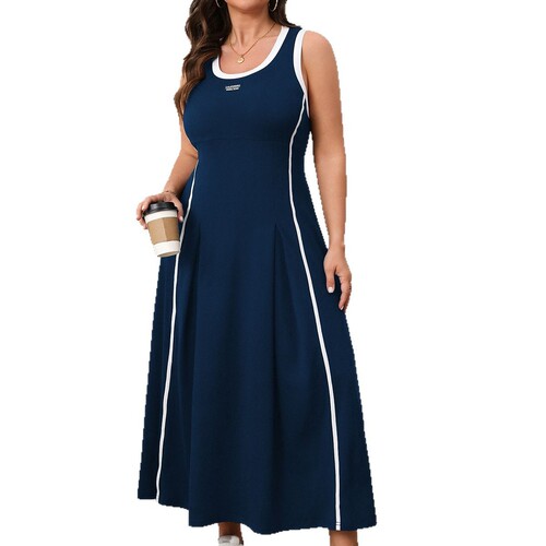 Elegant Women's Long Dress for Spring and Summer, with Lace Detail and Belted Waist, Casual and Charming