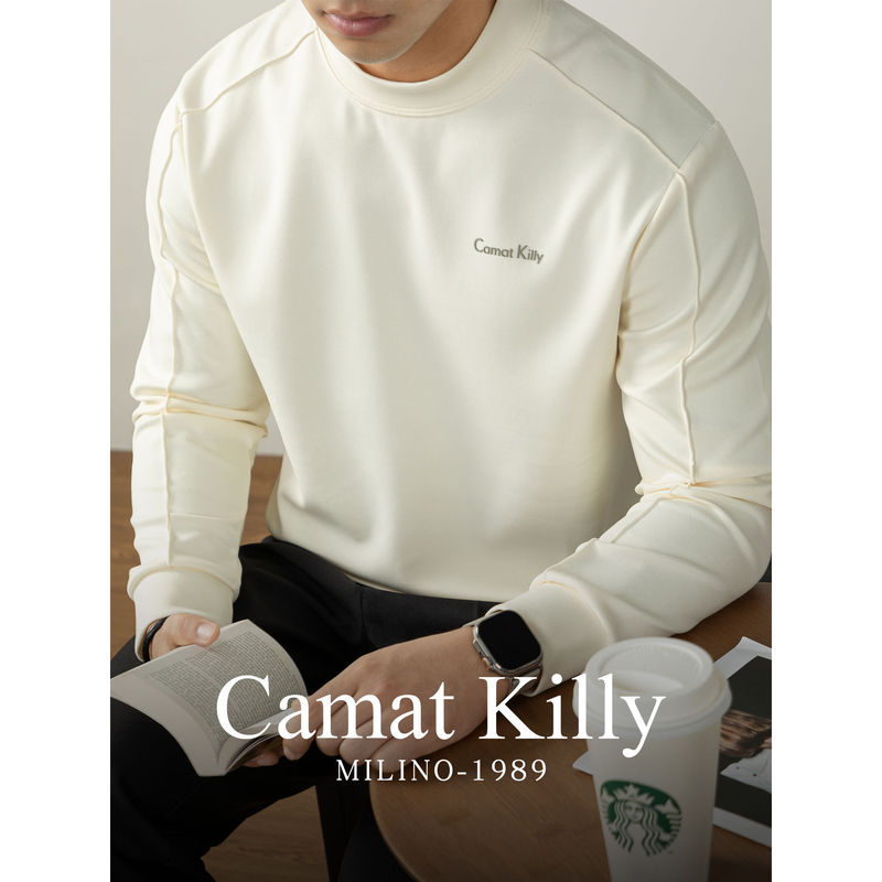 [Top Luxury Series] High-End Heavy Weight Air Layer/Japanese Style Patchwork Men's Round Neck Bottoming Sweater Autumn Half Height