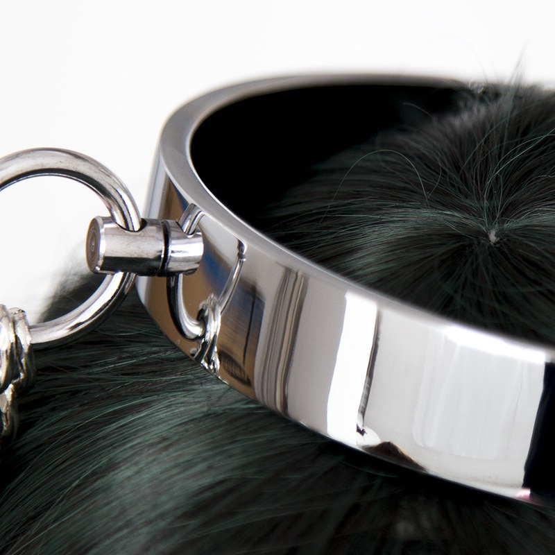 Suministro directo de fábrica juguetes sexuales otro juguete gris collar de metal Cadena de perro clip de pezón juguete cuello manga collar Cadena de tracción image 4