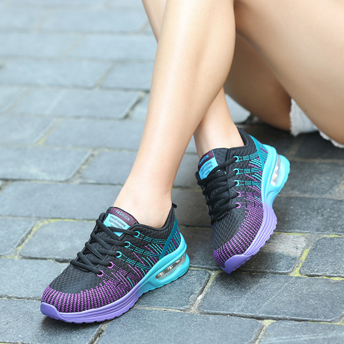 跨境飞织运动鞋女轻便学生韩版新款网面女鞋跑步鞋气垫鞋休闲鞋女