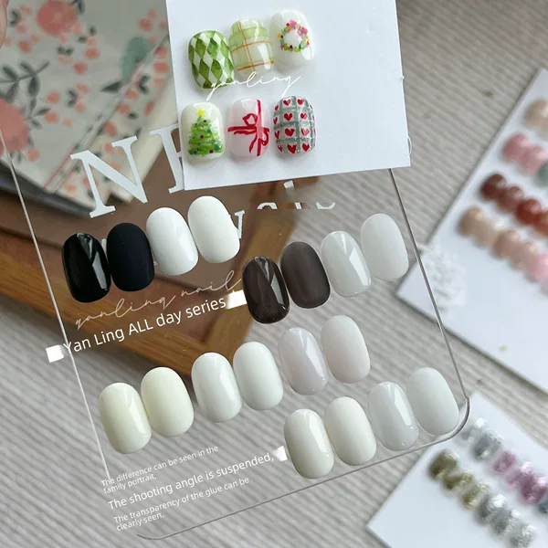 Yanling All White Series Nail Polish Glue Off-White Protein Milky White Pure Black Pure White Translucent White Translucent Black Nail Polish