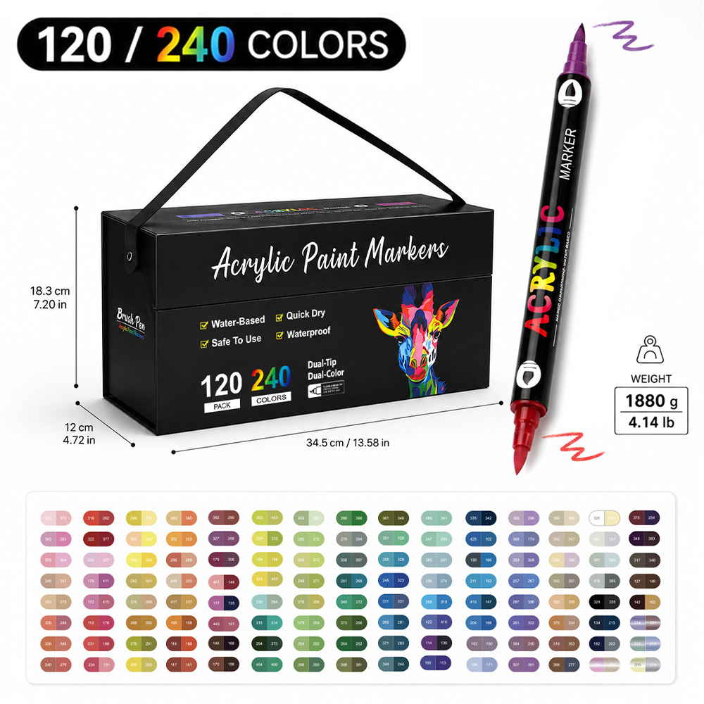 Transfronterizo Amazon doble cabeza de acrílico de dos colores marcador de escritorio de dibujo de graffiti para niños 240 colores marcador de pluma