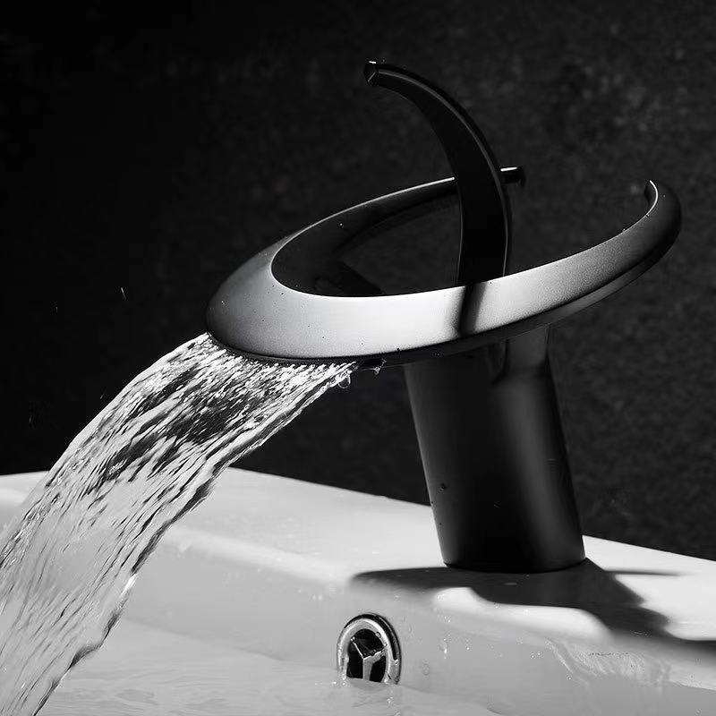 All-Copper Creative Waterfall Nordic Art Minimalist Hot and Cold Basin Faucet Bathroom Basin Hot and Cold Dual-Use