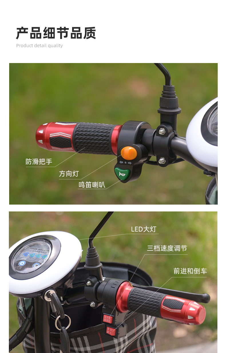 Foldable Elderly Mobility Scooter Electric Tricycle Lithium Battery Two-Seater Scooter Portable Lithium Battery