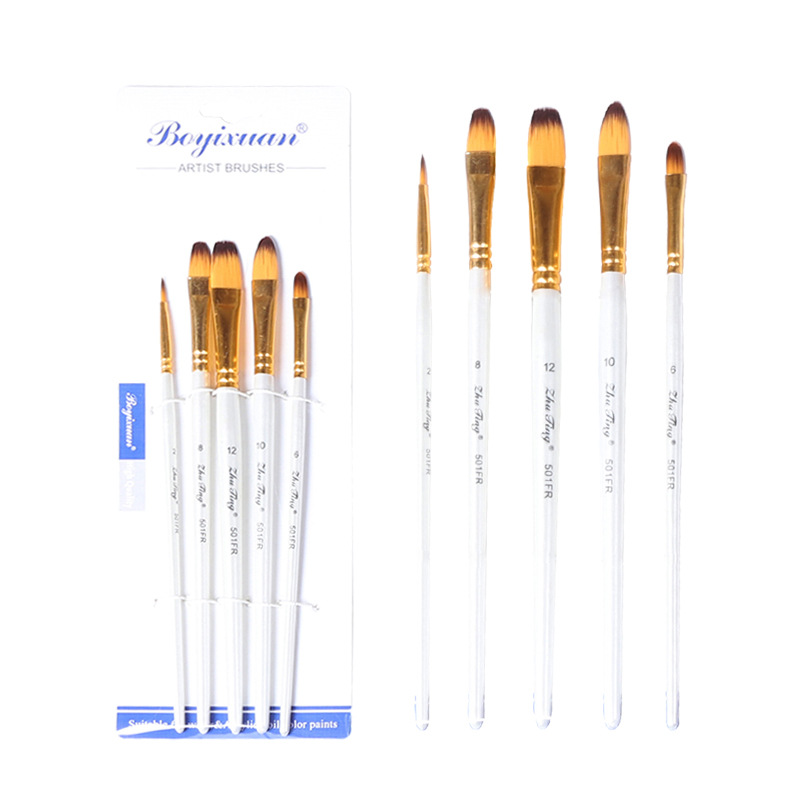 Boyi Xuan perla de madera blanca de cinco piezas traje arte acuarela pintura al óleo pintura infantil cepillo de nylon