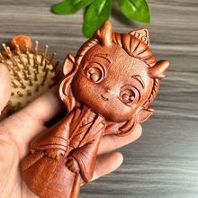 哪吒魔童闹海电影同款哪吒敖丙实木雕刻红檀木头皮经络气垫梳按摩