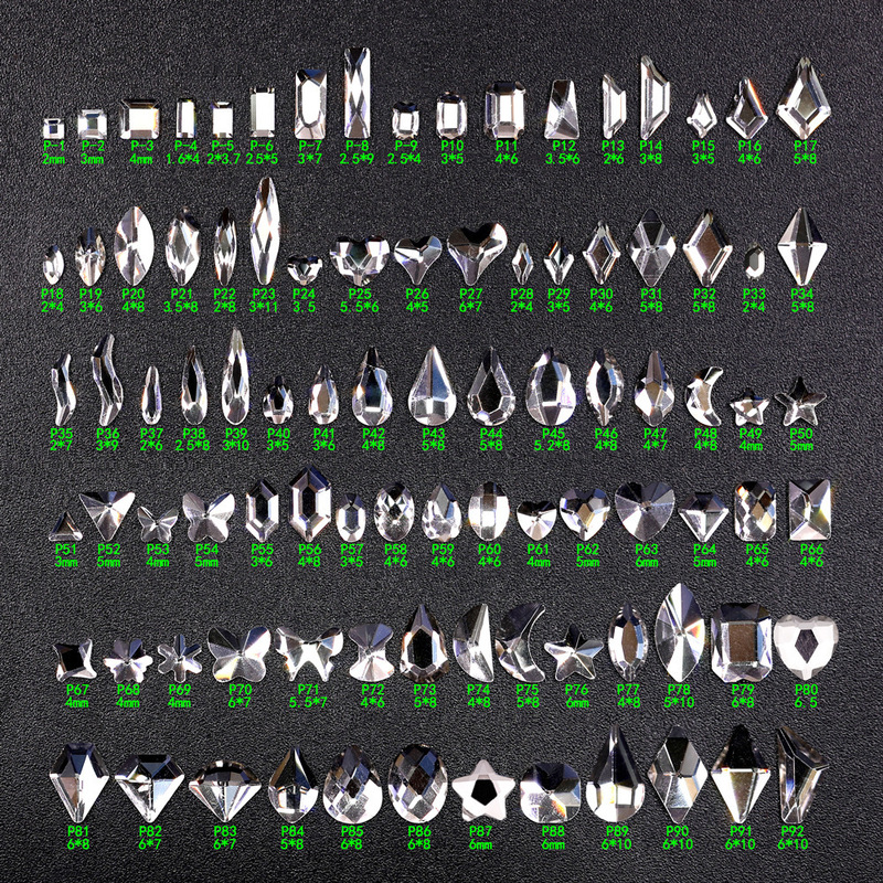 Diamond Nail Art Decorations, Various Sizes of White Crystal Glass Irregular Heart-Shaped Flat-Back Rhinestones for Nail Art Design