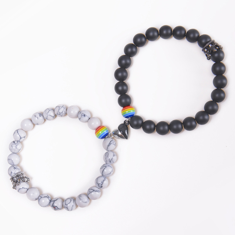 Organic turquoise matte magnetic fashionable beaded bracelet for men…