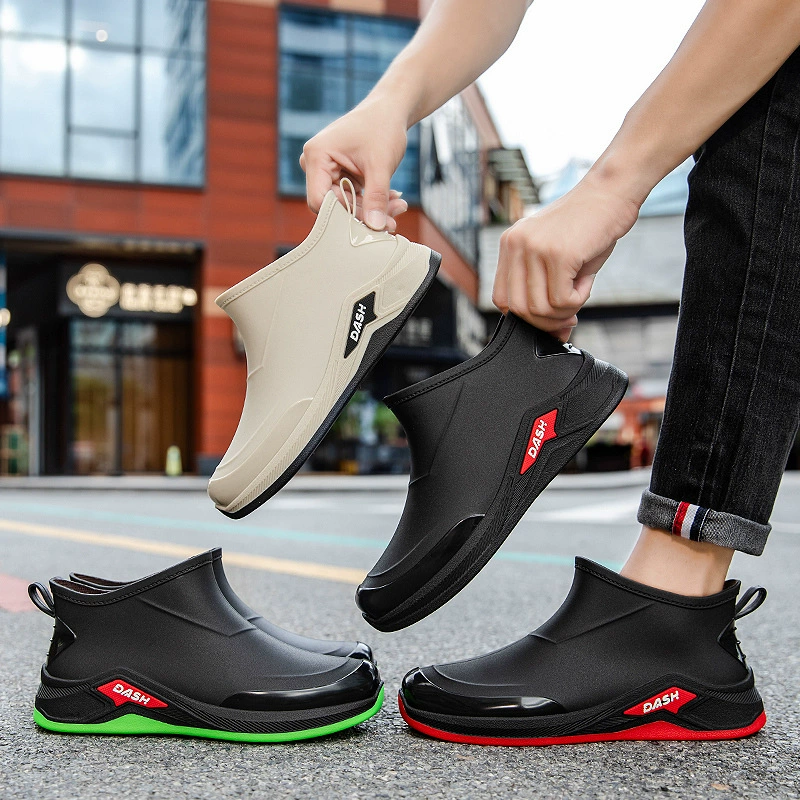 Трансграничная корейская версия сапоги от дождя мужская короткая мода на открытом воздухе водонепроницаемая обувь мойка автомобиля рыболовная резиновая обувь нескользящая легкая обувь для внешней торговли