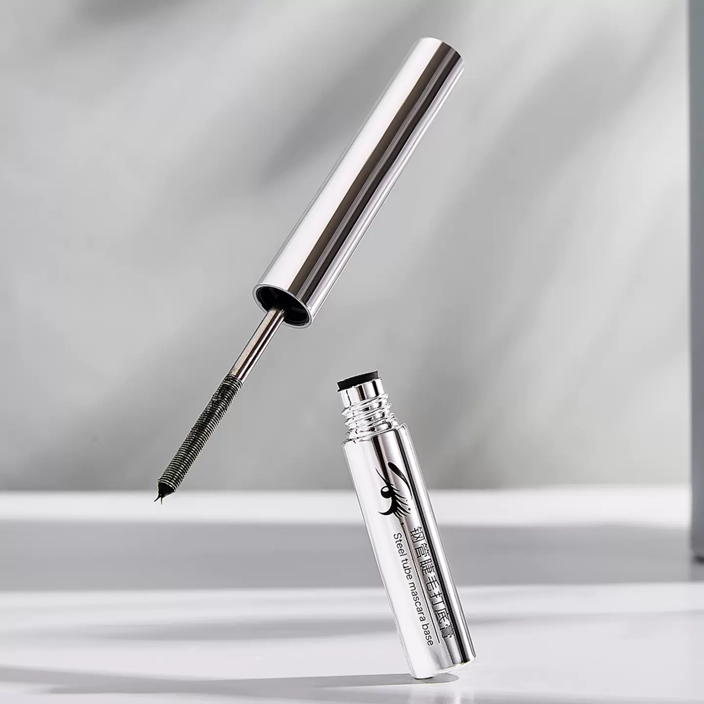 【跨境爆款】小银管睫毛膏不易晕染持妆卷翘浓密螺纹形刷头打底膏