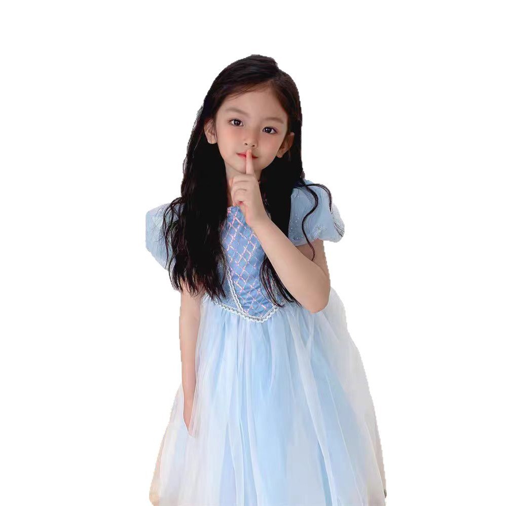 2025 verano niña Frozen princesa vestido vestido copo de nieve chal vestido de cumpleaños vestido Aisha