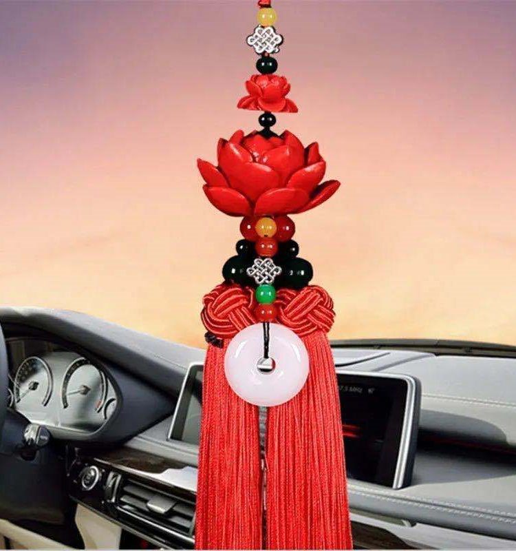 Car Pendant for Attracting Wealth, Double-Sided Safe Entry and Exit, High-End Ethnic Style Exquisite Hanging Ornament for Car Interior Decoration