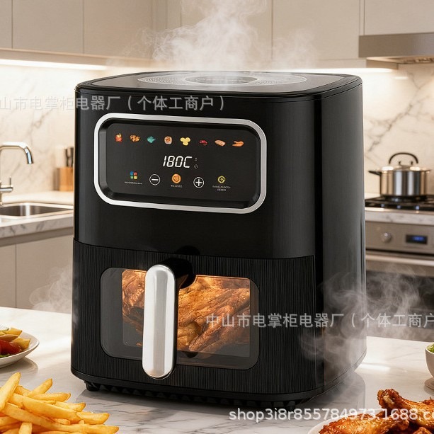 국경을 넘는 새로운 가정용 스마트 에어프라이어, 투명창, 대용량, 터치스크린, 무연 감자튀김기