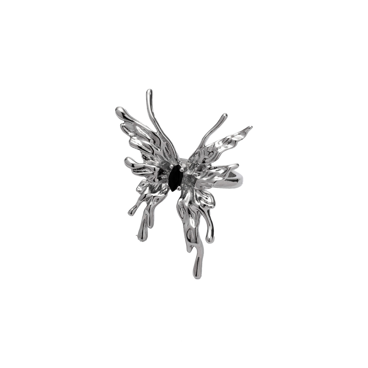 Mariposa personalizada anillo de circón negro abierto hembra ins moda nicho diseñador senior Internet celebridad viento frío anillo de dedo índice image 8
