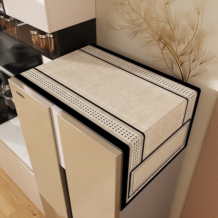 Refrigerator Top Cover Cloth Dust Cover Light Luxury Advanced Single and Double Door Storage Cover Towel Dust-proof Household 2024 New Style
