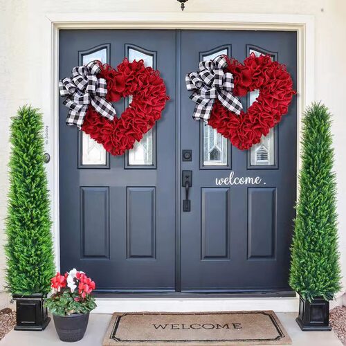 Cangyan  cross-border new door decorations fabric Valentine's Day wreath heart wall hanging holiday arrangement