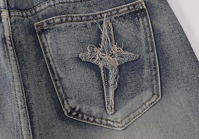 Distressed Flared Jeans For Men Vintage Washed Casual Denim Trousers_voghion.com