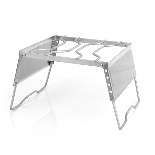 Outdoor windproof camping pot holder portable stainless steel stove head holder barbecue rack set pot grill pan holder with windshield