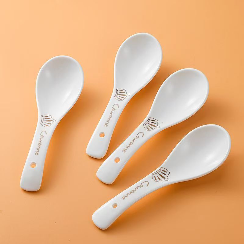 Cuchara de cerámica dorada con diseño floral para el hogar, cuchara para sopa, cuchara para cenar, vajilla de restaurante, cuchara de uso diario, venta al por mayor en tiendas de artículos económicos, suministros para bodas