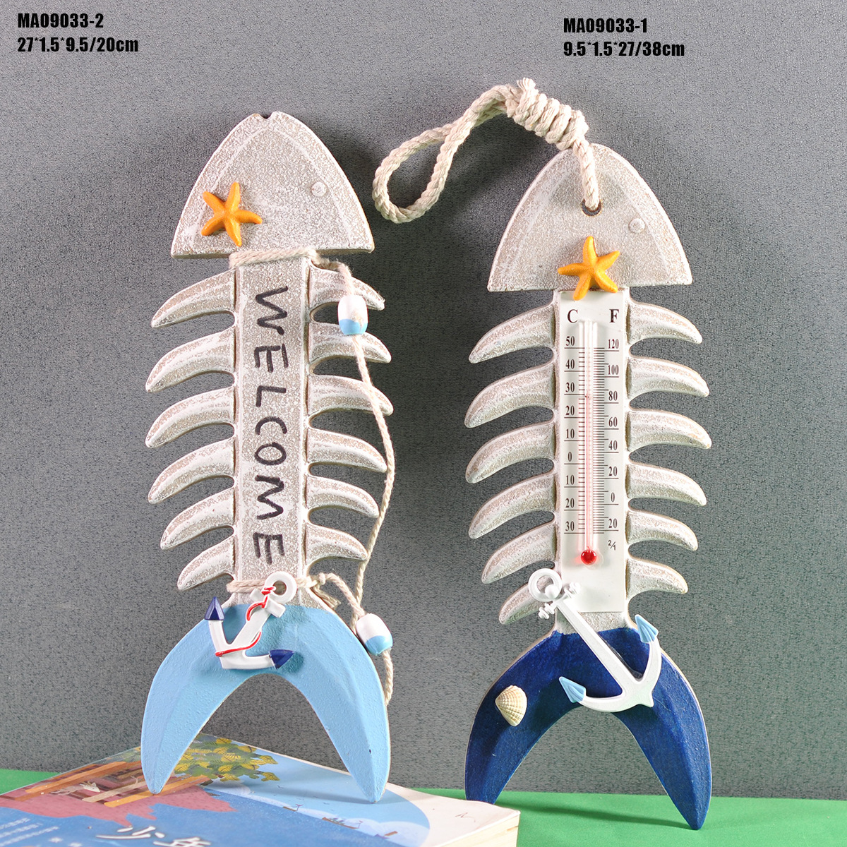 Fishbone bienvenida listado Mediterráneo decoración del hogar colgante de pared de madera creativa tablero colgante-myrion