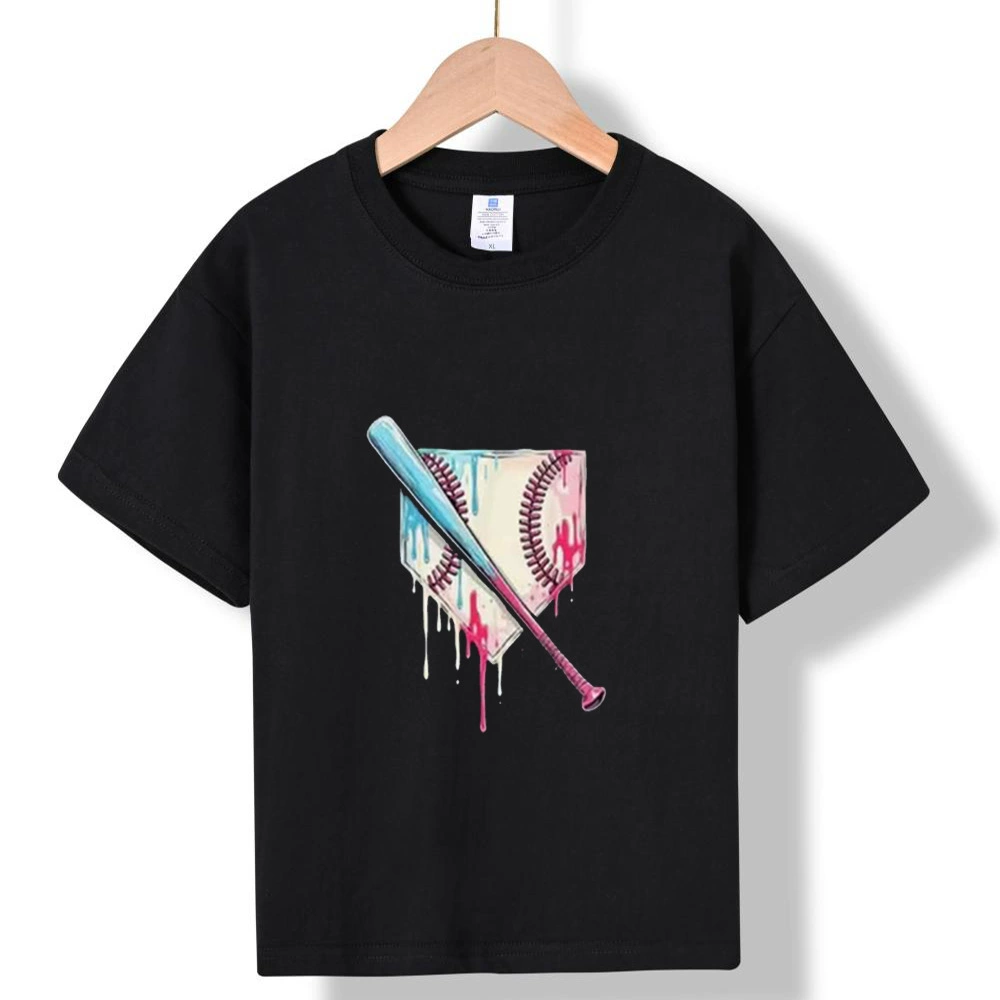 Новый летний стиль для мужчин и женщин, чистый хлопок 220 г, плотный сиро-спан, с открытыми плечами, с бейсбольным принтом, повседневный и универсальный.