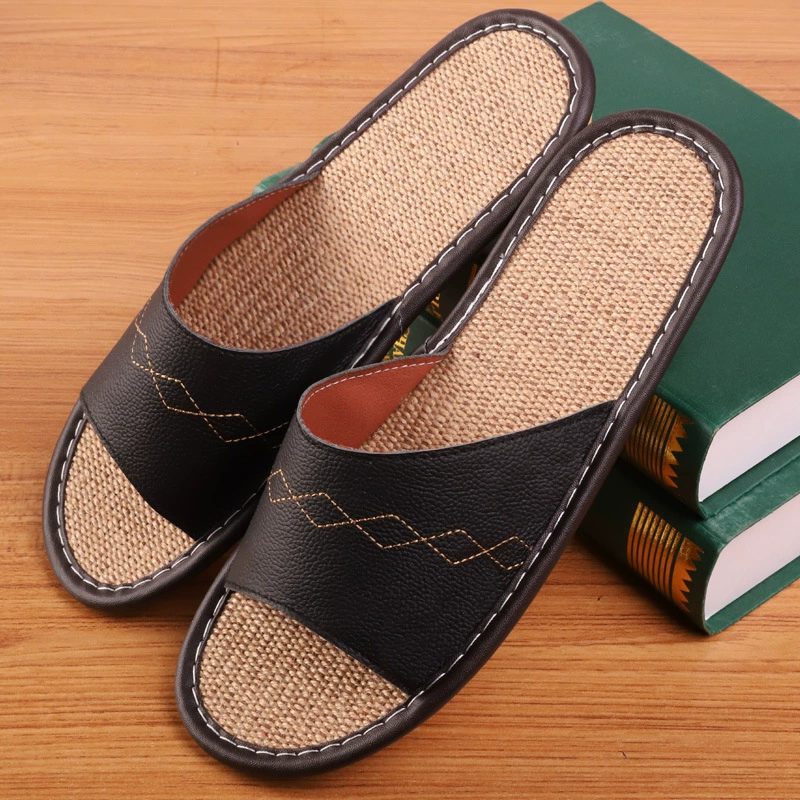 Haining автошов, кожаные тапочки, водонепроницаемые, нескользящие, износостойкие, сухожилие, льняные, крытая, прохладные и дышащие тапочки